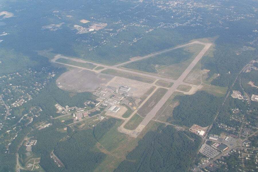 Aerial view of Union Point at the former South Weymouth Naval Air Station in Massachusetts