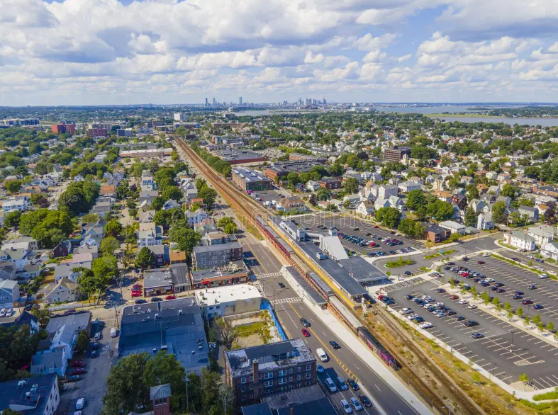 Aerial shot of Wollaston, Quincy